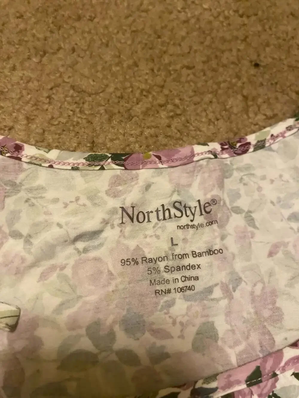 NorthStyle Pajama Set Size L Pink Floral Bamboo Rayon Short Sleeve